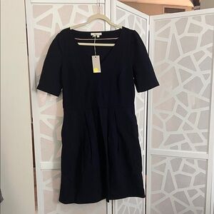 Boden Navy Pleated Dress